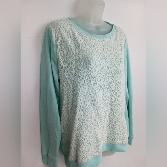 2/$30 Cute NORTHCREST Cozy Boxy Oversized Spearmint Pullover Sweatshirt(#1,272) - Picture 4 of 6